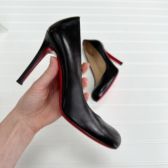 Christian Louboutin Simple Black Nappa Leather Pumps 100 Round Toe Heels 37 - Picture 4 of 11